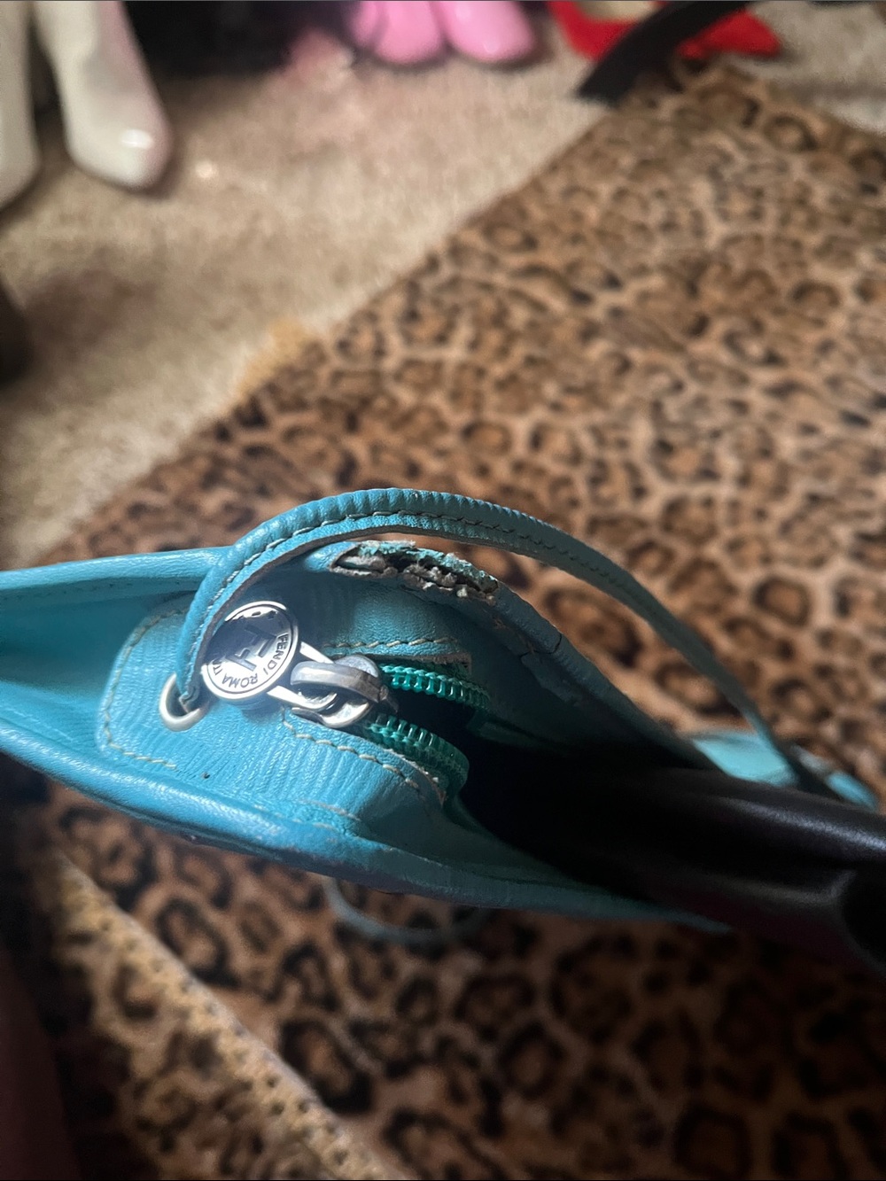Fendi Teal Quilted Shoulder Bag - Picture 6 of 8